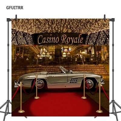 GFUITRR Casino Royale 007 Photography Backdrops Red Car Gold Car James Bond Photo Backgrounds