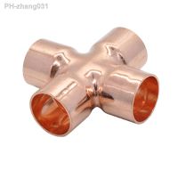 15 16 22 28 35 45mm I.D Copper End Feed Solder Cross 4 Ways Coupling Plumbing Fitting Connector Coupler Splitter Air Conditioner