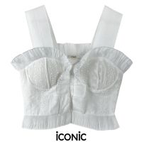 iCONiC RAK TOP #4192 เสื้อสั้น ทรงบรา ผ้าลูกไม้ สีขาว เสื้อครอป เสื้อแฟชั่น เสื้อผญ เสื้อออกงาน เสื้อสีขาว