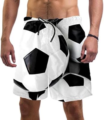 EGgpod Footballs Print Pattern Mens Swim Trunks Mesh Lining Quick Dry Bathing Suits for Funny Beach Shorts Size L