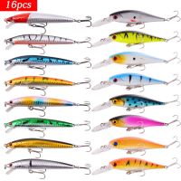 16PCS Mix Minnow Fishing Lure Set Topwater Hard Bait Wobbler Jig Bait Crankbait Carp Striped bass Pesca Fishing tackle SwimBait