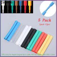 CUWRYG 5pack (12pcs/packet) ป้องกัน สีสัน เครื่องม้วน เครื่องมือซ่อม ตัวป้องกันสาย USB ท่อหดความร้อน ปกเซฟเวอร์ ออแกไนเซอร์ลวด