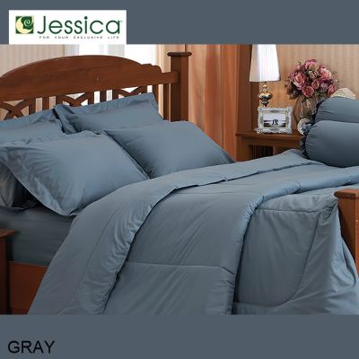 (ครบเซ็ต) Jessica ผ้าปูที่นอน+ผ้านวม สีเทา GRAY (เลือกขนาดเตียง 3.5ฟุต/5ฟุต/6ฟุต) #เจสสิกา เครื่องนอน ชุดผ้าปู ผ้าปูเตียง ผ้าห่ม