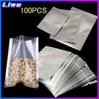 LIWU 100PCS เงิน สราญ แรป อุปกรณ์ครัว ถุงซีลความร้อน ถุงอลูมิเนียมฟอยล์ กระเป๋าเก็บของ เครื่องซีลสูญญากาศ