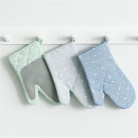 Oven Mitts For Cooking Cotton Baking Mittens Heat-resistant Oven Mitts Non-slip BBQ Gloves Silicone Kitchen Potholders
