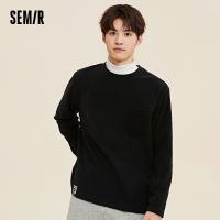 Semir เสื้อทีเชิ้ตผู้ชายแฟชั่นฤดูหนาวสีขาว,เสื้อแขนยาวแข็งสีขาวทรงหลวมเรียบง่าย