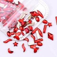 100pcs Red Saim water Drops horse eye different shaped Crystal Sleek Rhinestone 3D Manicure Nail Art Decoration Charms Jewelry