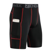 Mens Compression Shorts Cool Dry Running Base Layer Shorts with Phone Pockets for Running,Training, Workout, Gym