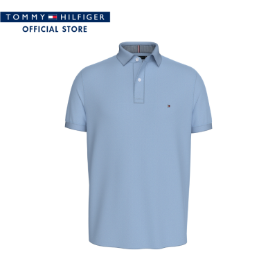 Tommy Hilfiger เสื้อโปโลผู้ชาย รุ่น MW0MW32347 C1X - สีฟ้า