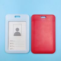 Candy Color Plastic Slide Badge Holder ID Tag Single Side Transparent Employee Work Pass Card Case Working Permit Cover Sleeve