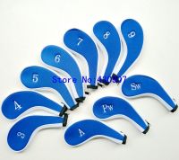 10PCS Zipper Blue Golf Iron Head Cover High Quality Head Cover For Golf Wedge Irons Club 3-9 A PW SW