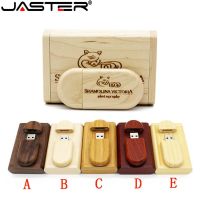 JASTER 1PCS free custom logo Laser Engraving wood Box pen drive 4GB 16GB 32GB 64GB usb Flash Drive pendrive U disk Memory stick