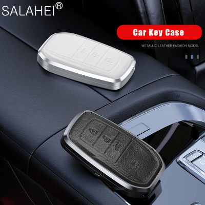 Car Leather Key Case Aluminum Alloy Cover Protection For Toyota Hilux Fortuner Land Cruiser Camry Coralla Crown RAV4 Highland