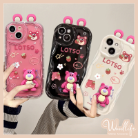 เคส3D ตาตุ๊กตาหมีสเตอริโอสำหรับ Infinix Hot 10 11 12 Play 30 20 9 Play 30i 9 8 Note 12 G96 Smart 5 Smart 7 6 Plus 6 10 Lite รูปสตรอเบอรี่ดอกไม้น่ารัก