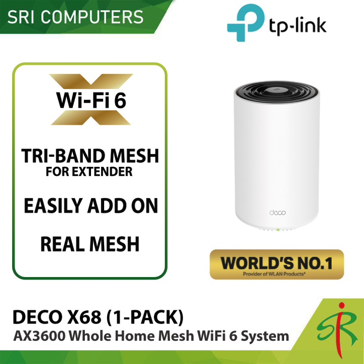 TpLink Deco X68 (1 Pack / 2 Pack / 3Pack) AX3600 Whole Home Mesh WiFi