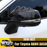 สติกเกอร์ฝาครอบกระจกมองหลังด้านข้างสำหรับโตโยต้า RAV4 2019 2020 2021 2022 RAV 4 XA50 XA 50รถคาร์บอนไฟเบอร์