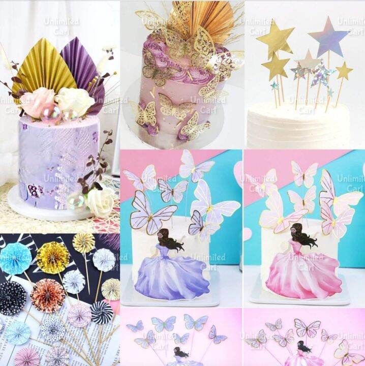Butterfly Leaf Fan Cake Toppers Paper Folding DIY Topper Mini Paper Fan