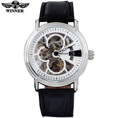 WINNER Men Watch New Fashion And Casual Skeleton Design Auto Self-Wind Leather Strap Classic Wrist Watches Relogio Masculino