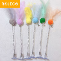 ROJECO Multicolor Feather Stick Spring Cat Toys Interactive Elastic Mouse Teaser Entertainment Toys For Cat Pet Toys Cat Accessories