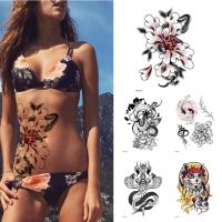 Breast Arm Sleeve Tattoo Women Sexy Back Stickers Body Art Flower Snake Leaves Pattern Sexy Tattoos