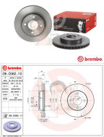 09 C062 11 จานเบรค ล้อ F (ยี่ห้อ BREMBO) รุ่น UV NISSAN March 1.2, Almera ปี 2010-&amp;gt;