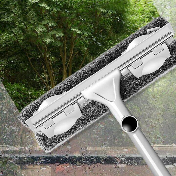 1-4m-retractable-window-squeegee-microfiber-cloth-combo-double-sided-cleaning-brush-with-extendable-handle-and-rotatable-head