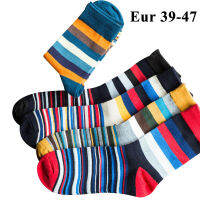 10PCS=5pairs Mens Cotton Dress Socks Plus Large Big Size 44, 45, 46, 47, Chromatic Stripe Socks Calcetines Happy Funny Sox Meias