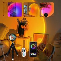 Smart led Sunset Lamp Projector Night Light RGB Atmosphere Lamp Rainbow Projection for Bedroom Room Decor Photography Party Gift Night Lights