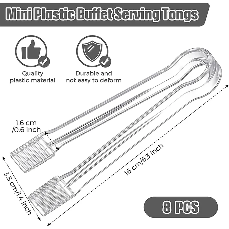 Pikanty - Mini Plastic Buffet Serving Tongs Clear