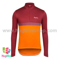 เสื้อจักรยานแขนยาวทีม Rapha 16 (04) สีแดงส้มหน้าอกแถบม่วง