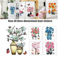 DIY 3D Stereo Stickers Simulation Flower Vase Self-Adhesive Wall Sticker Waterproof Background Refrigerator Decorative Decals