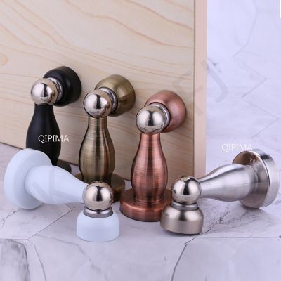 Hardware Door Stop Stopper Holder Catch Stainless Steel Thicknessed Magnetic Sliver Floor Fitting With Screw For Family Home Door Hardware Locks