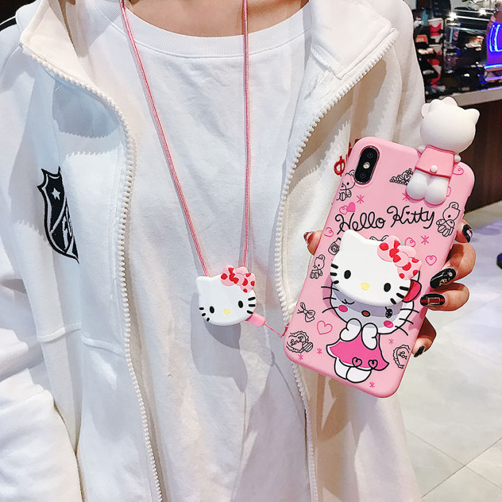 3d-การ์ตูนน่ารัก-hello-kitty-เคสโทรศัพท์สำหรับ-infinix-smart-4-5-6-hd-2021-smart6-infinix-hot-9-play-hot-10-11-play-infinix-hot-10s-hot-10t-itel-vision-1-p36-tecno-spark-6-air-6-go-ยืนผู้ถือเชือกยาวนุ