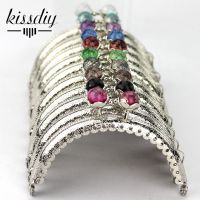 KISSDIY 10PCS 8.5cm Colorful crystal bead Metal Purse Frame semicircle silver lace Coin kiss Purse clasp lockFreeshipping