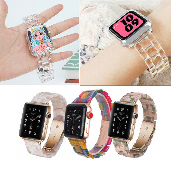 Transparent Resin Strap Band for Apple Watch Series 7 6 SE 1 2 3 4