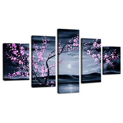 5 Piece Canvas Wall Art Sakura Posters Living Room Flower Decoration Bedroom Modern Plant Image Home Painting