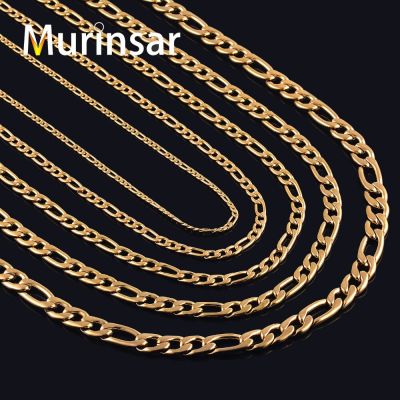【CW】Gold Color Plated Stainless Steel Necklace Link Figaro Chain for Men Women High Quality Choker Jewelry Accessories Gift