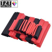 TZT 1 ชุด = 150PCS 7.28Mสีดำและสีแดง 2:1 Assortmentท่อหดความร้อนหลอดรถCable Sleeving Wrapชุดสายไฟ-hjgtfjytuert