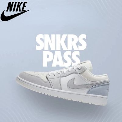 [HOT] ✅Original NK* Ar J0dn 1 Paris Low-Top Basketball Shoes White Light Gray Womens Shoes Mens Sports Shoes