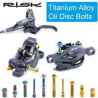 RISK สกรูไทเทเนียมจักรยานน้ำมันดิสก์เบรกแคลมป์สลักเกลียวสำหรับ SHIMANO/SRAM MTB จักรยานทุกชุดน้ำมันดิสก์เบรกท่อน้ำมันคาลิปเปอร์โบลต์-huangjianping