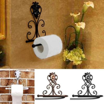 Black Small And Durable Easy To Install Appliances Bathroom Metal Paper Roll Holder Wall Tissue Rack Toilet Storage Shelf Decor Bathroom Counter Stora