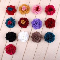 120pcslot 2" 13Colors Fabric Multilayered Flower Artificial Crochet Flower Accessories With Clip For Headband