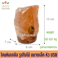 โคมไฟหินเกลือหิมาลัย  รูปใบไม้ขนาดเล็ก โคมไฟmini หัว USB Himalayan Salt Lamp โคมไฟอ่านหนังสือ  โคมเกลือธรรมชาติแท้ๆ เพื่อสุขภาพ นำเข้าจากปากีสถาน