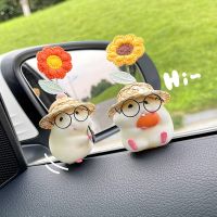 2023 New Cute Eating Straw Hat Hamster Car Accessories Car Toy Center Console Decoration Car Interior Decoration Pendant