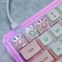 ทีมีโอแพดอุ้งเท้าแมวคีย์บอร์ด Resina Keycap สำหรับ Jogos Teclado Mecânico Bonito Transparente RGB Backlight Rosa/azul Presente Subchave Set