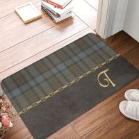 【cw】 TARTAN MONOGRAM T Doormat Rug carpet Footpad mat Polyester Anti slip Entrance Bedroom Washable durable ！