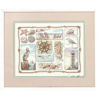 （Jinxiu cross-stitch） Amishop Gold Collection Lovely Counted Cross Stitch Kit Shore Sampler Lighthouse Beacon Seabird Shell Dim 13614