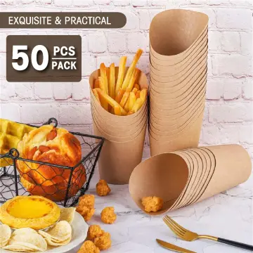 100 Pack 4oz Black French Fry Containers French Fry Box Small French Fry  Box Holder Disposable Charcuterie Cups Small Kraft Paper Takeout Boxes for