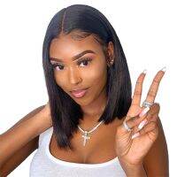 Lace Front Straight Bob Hair Wigs With Bang Full Machine Made Wigs zilian Remy Hair Bob Wigs For Black Woman