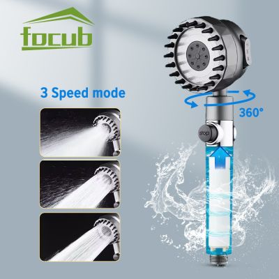 Rotatable Pressure Shower Handheld Silicone Massage Showerheads with Filters 3 Spray Modes for Accessories